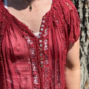 Free people FP One Embroidery detail top